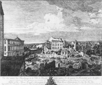  urbano Obras - Dresden Las ruinas del Pirnaische Vorstadt grabado urbano Bernardo Bellotto